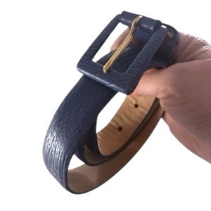 Talbots Blue Lizard Grain Leather Belt|1.5" Wide| Size Small